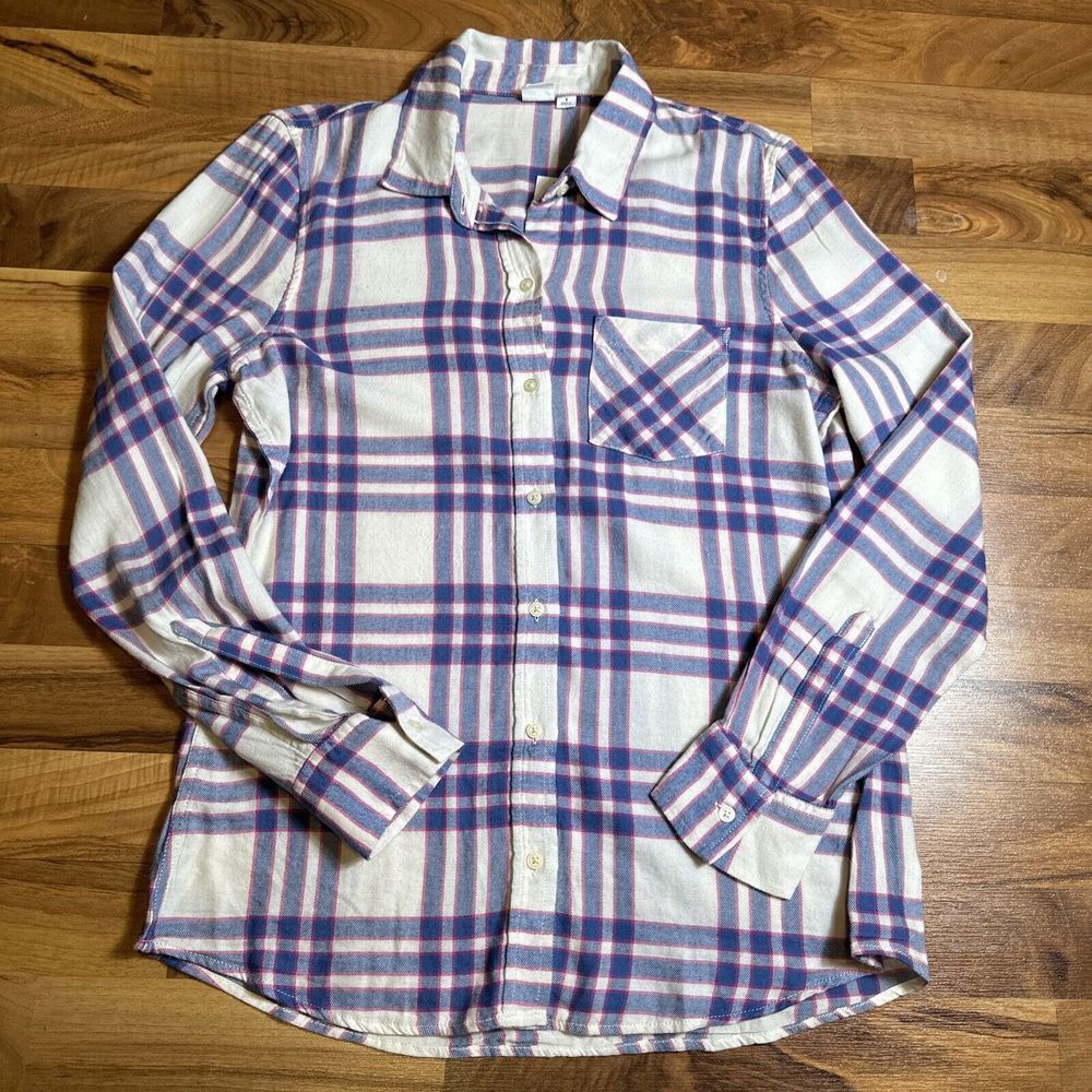 Gap Women's‎ Light Weight Flannel Pink Purple Plaid Long Sleeve Size Small NWT